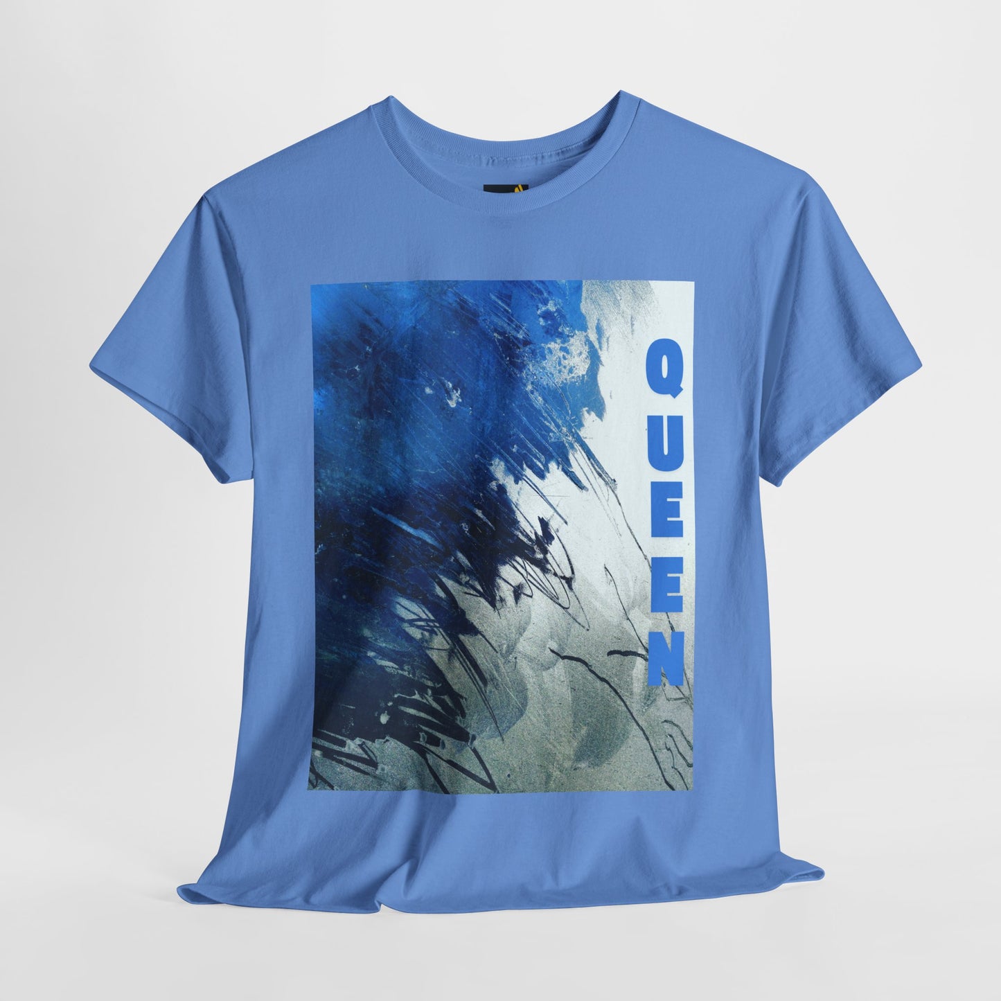 "Queen" – Blue Abstract Art Tee for Women