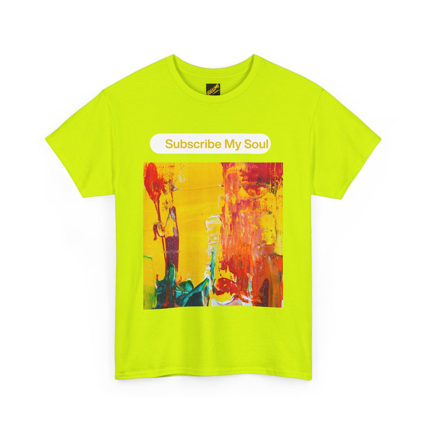 "Subscribe My Soul" – Bold Yellow Abstract Women’s Tee