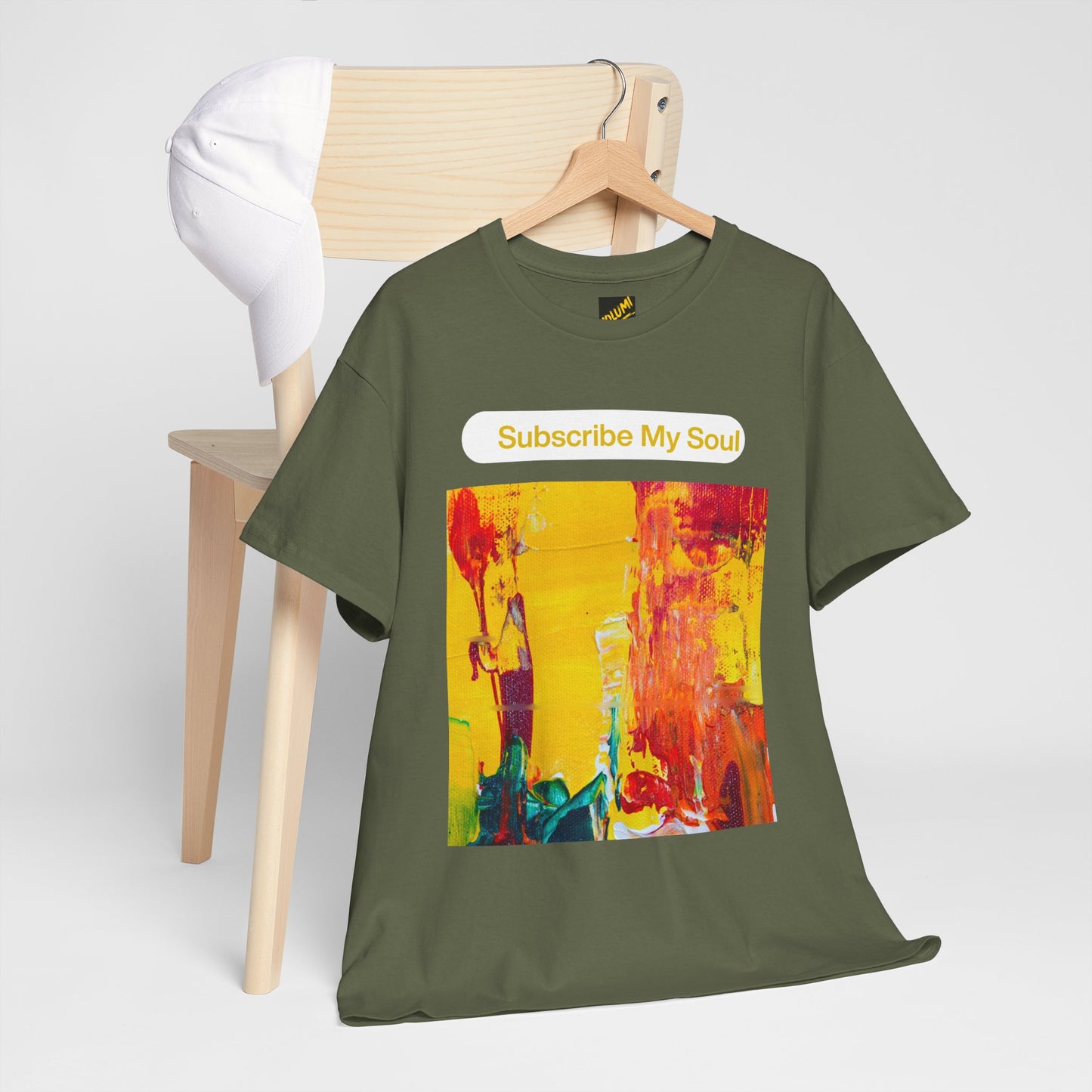 "Subscribe My Soul" – Bold Yellow Abstract Women’s Tee