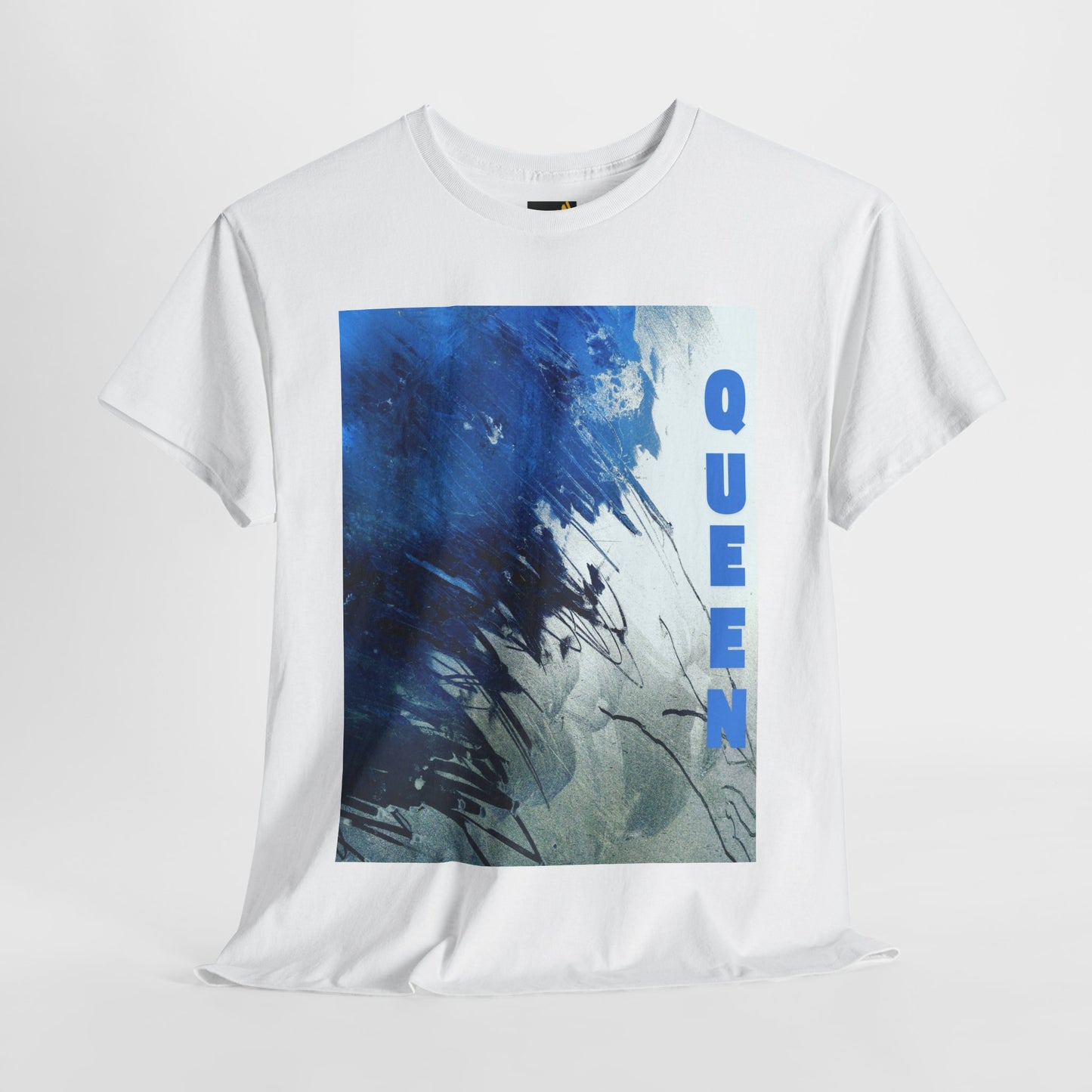 "Queen" – Blue Abstract Art Tee for Women