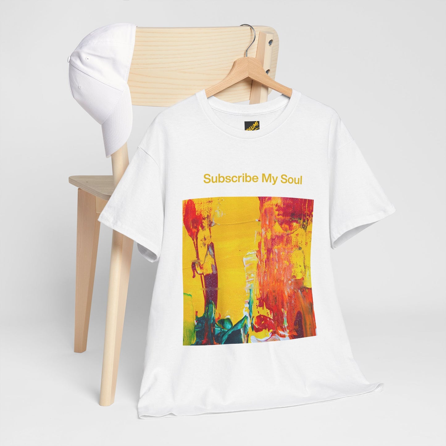 "Subscribe My Soul" – Bold Yellow Abstract Women’s Tee