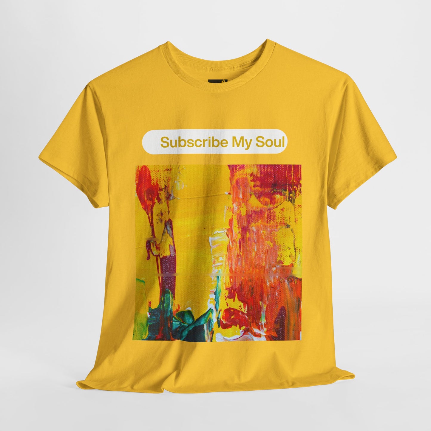 "Subscribe My Soul" – Bold Yellow Abstract Women’s Tee