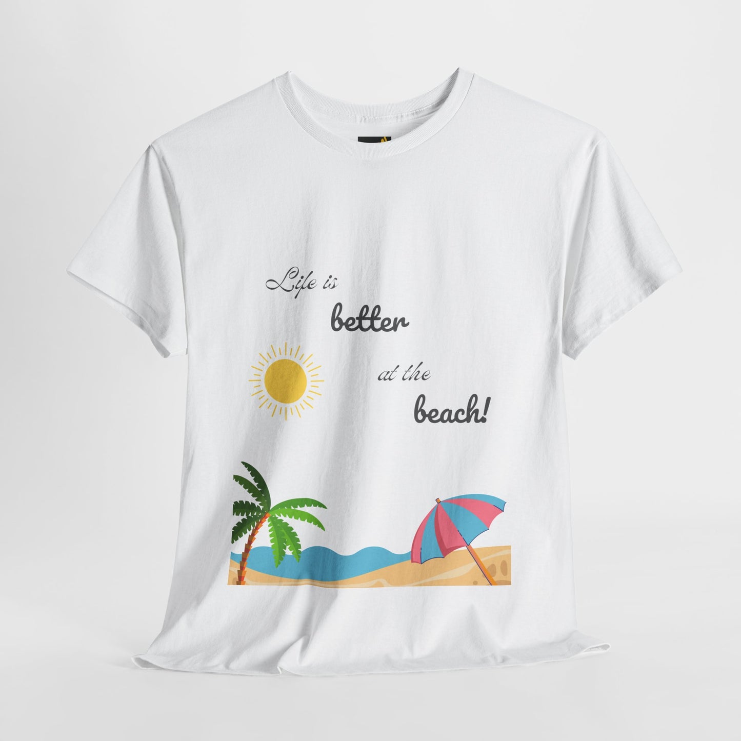 Life is better at beach Unisex Heavy Cotton Tee Beach T-shirt