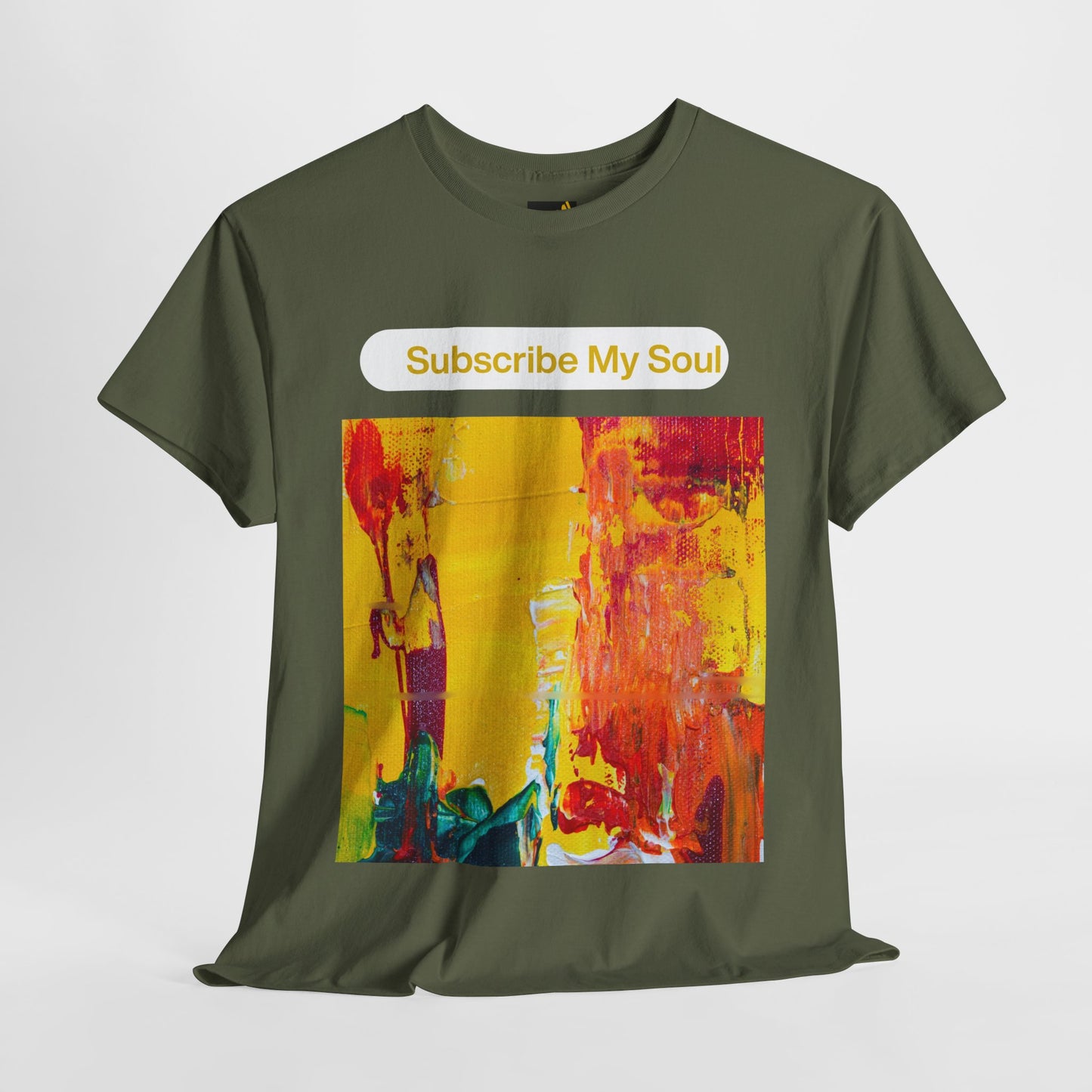 "Subscribe My Soul" – Bold Yellow Abstract Women’s Tee