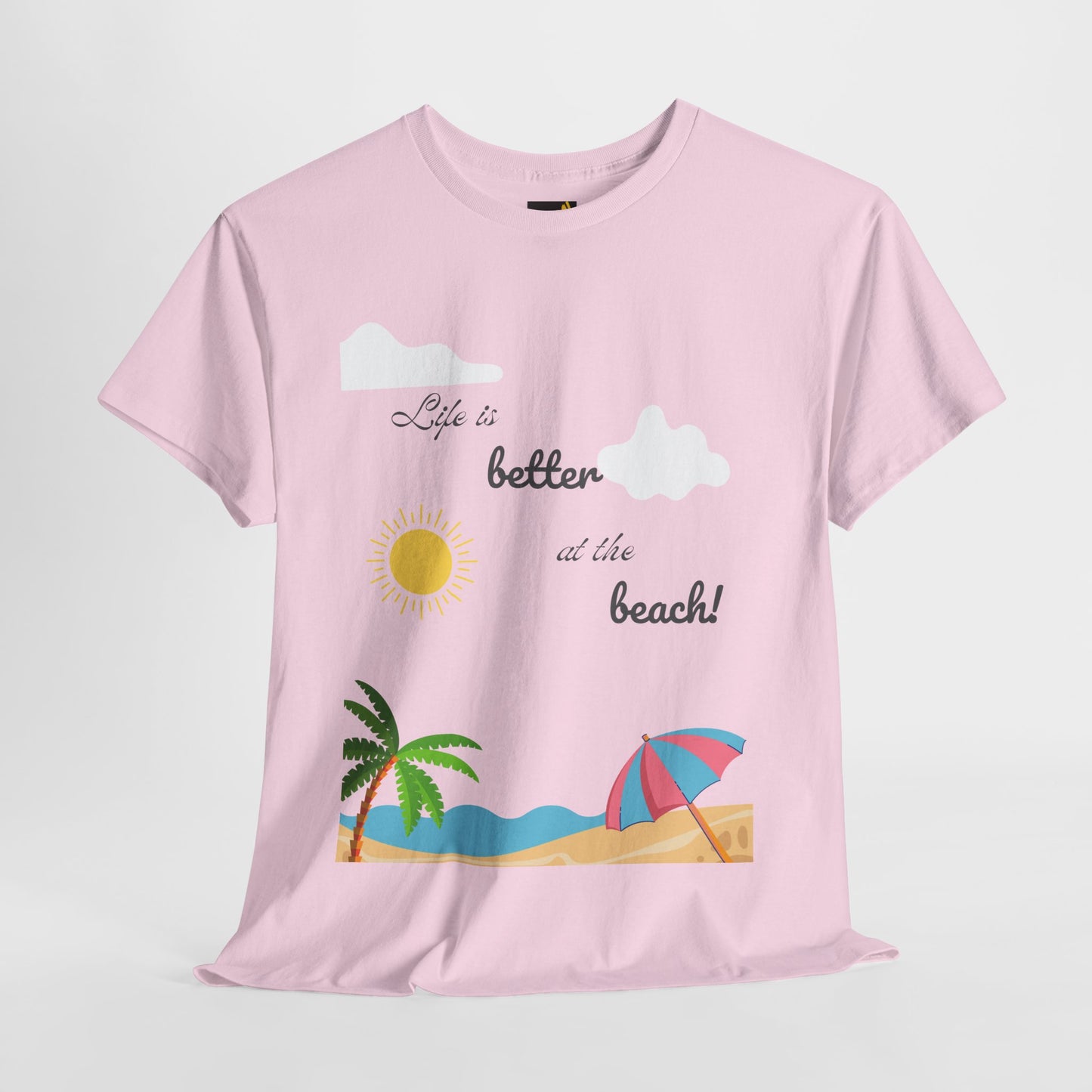 Life is better at beach Unisex Heavy Cotton Tee Beach T-shirt