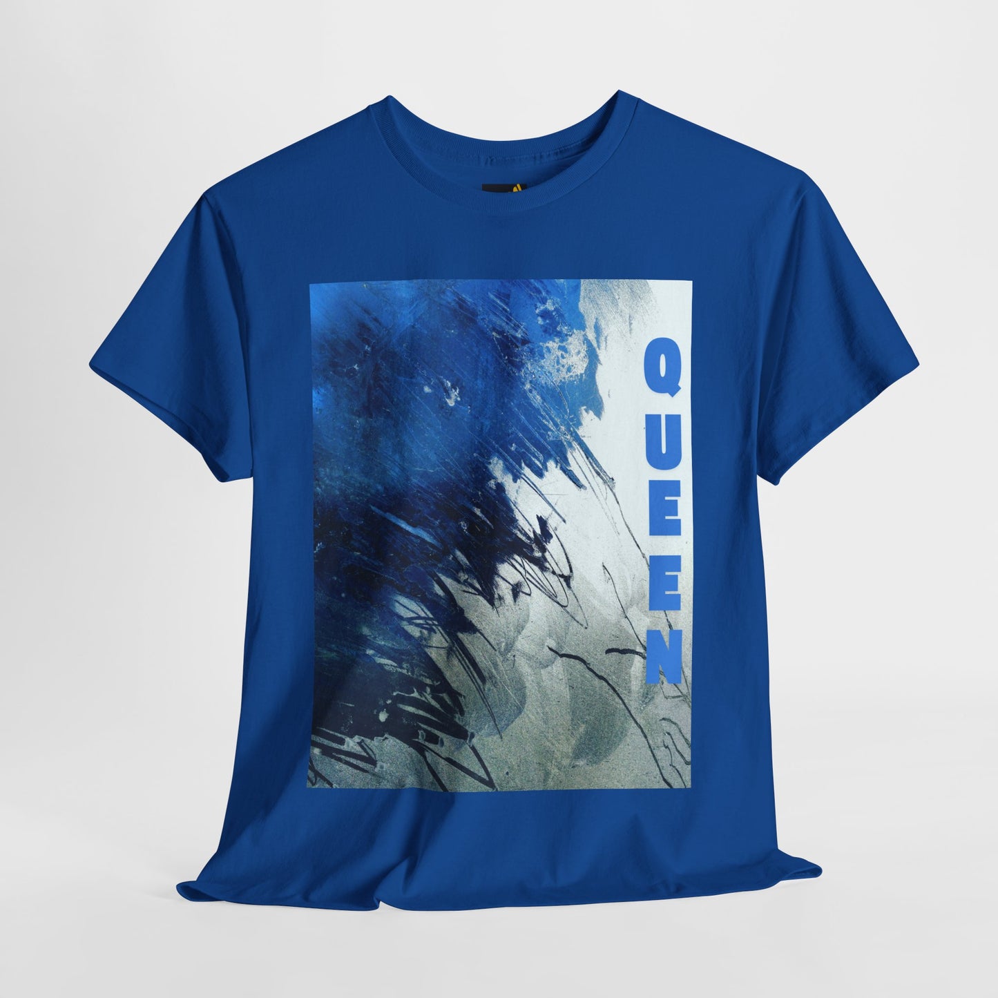 "Queen" – Blue Abstract Art Tee for Women