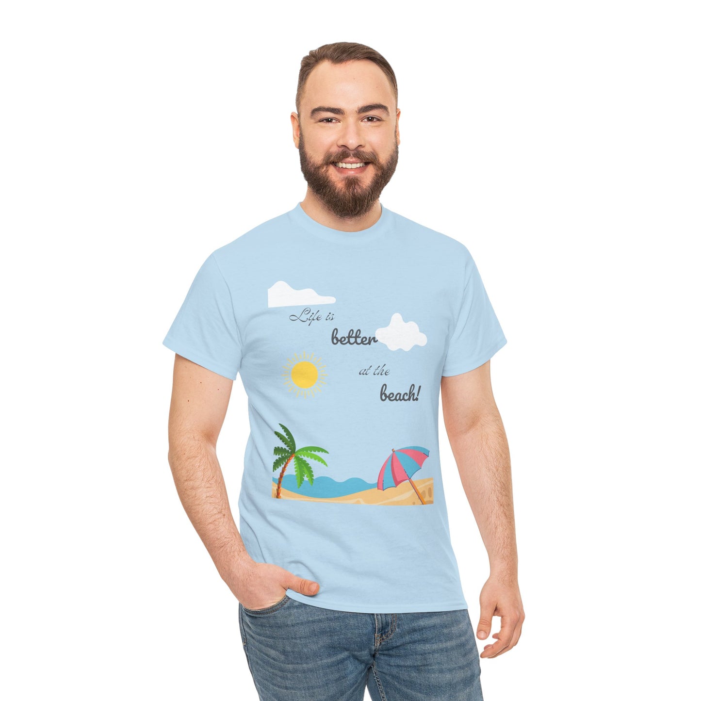 Life is better at beach Unisex Heavy Cotton Tee Beach T-shirt