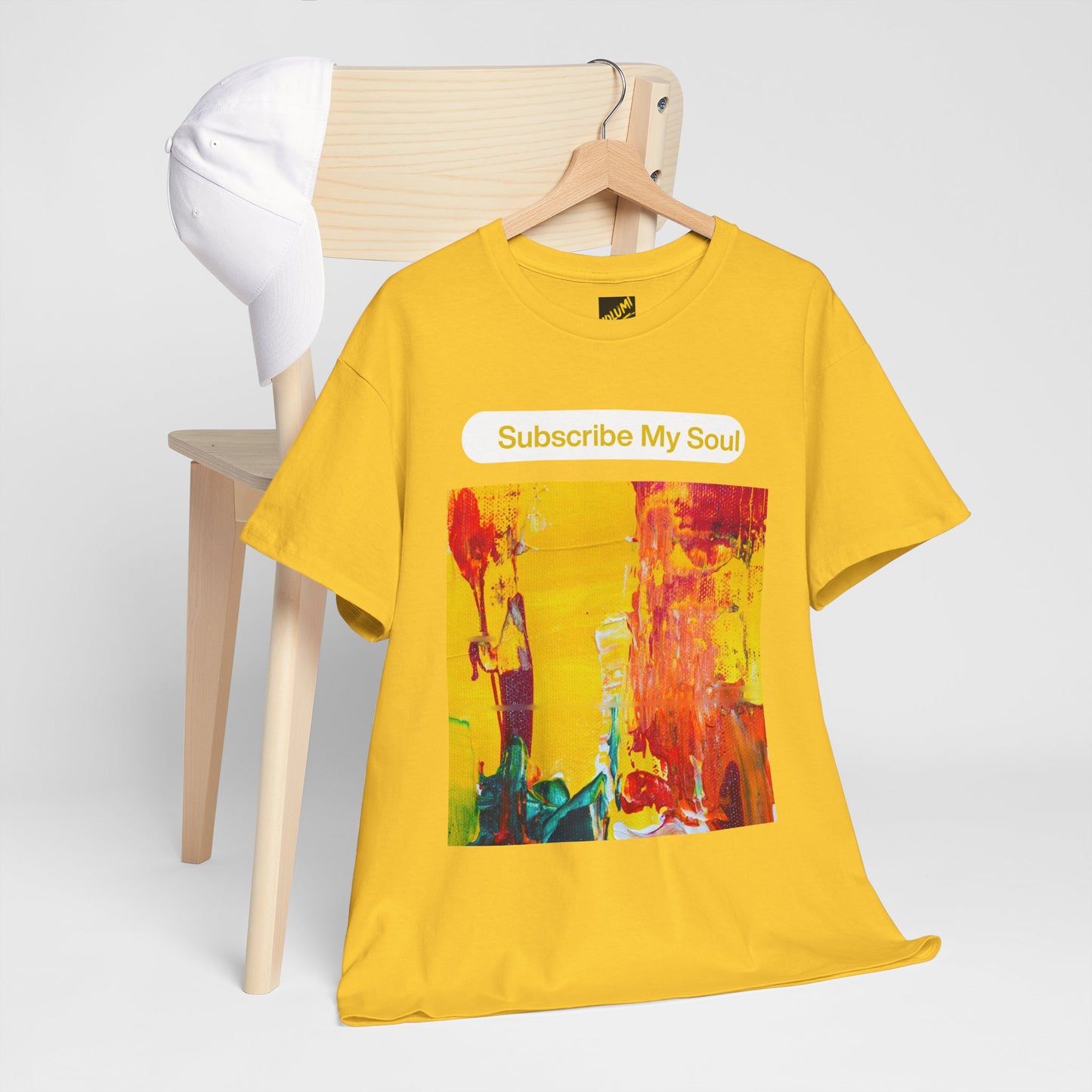 "Subscribe My Soul" – Bold Yellow Abstract Women’s Tee