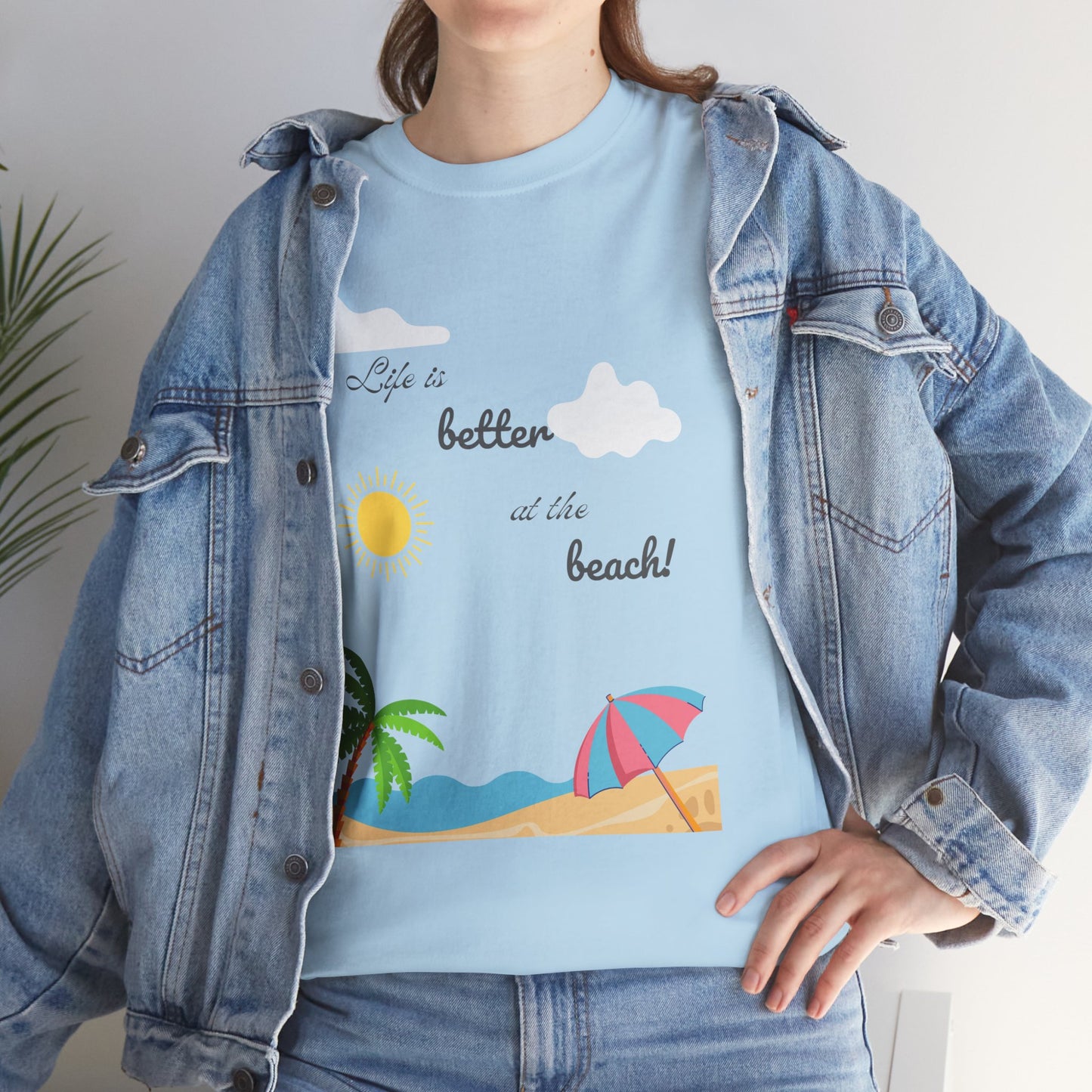 Life is better at beach Unisex Heavy Cotton Tee Beach T-shirt