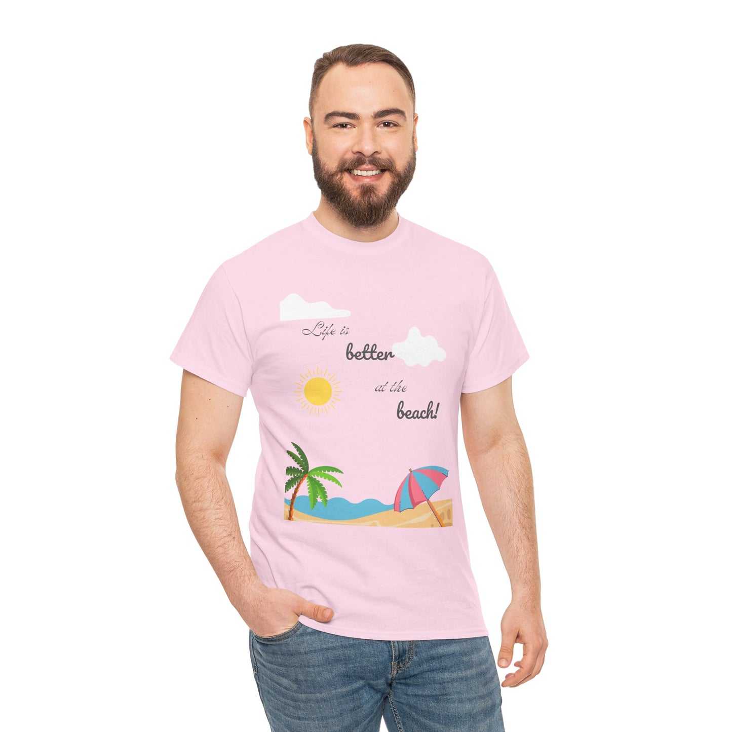 Life is better at beach Unisex Heavy Cotton Tee Beach T-shirt